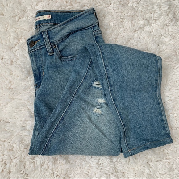 Levi's 711 Light Wash Mid Ride Straight Leg Denim Sz 25 - Picture 1 of 11